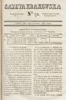 Gazeta Krakowska. 1831, nr 92