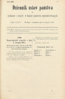 Dziennik Ustaw Państwa dla Królestw i Krajów w Radzie Państwa Reprezentowanych. 1903, cz. 76