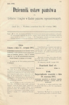 Dziennik Ustaw Państwa dla Królestw i Krajów w Radzie Państwa Reprezentowanych. 1903, cz. 90