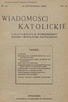 Wiadomości Katolickie : dwutygodnik poświęcony ideom i sprawom katolickim. R.11, 1934, nr 2