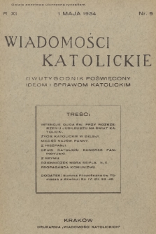 Wiadomości Katolickie : dwutygodnik poświęcony ideom i sprawom katolickim. R.11, 1934, nr 9