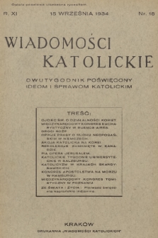 Wiadomości Katolickie : dwutygodnik poświęcony ideom i sprawom katolickim. R.11, 1934, nr 18