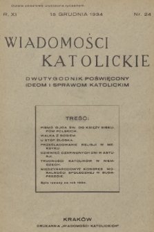 Wiadomości Katolickie : dwutygodnik poświęcony ideom i sprawom katolickim. R.11, 1934, nr 24