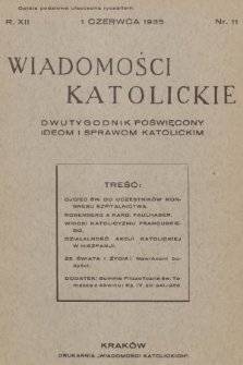 Wiadomości Katolickie : dwutygodnik poświęcony ideom i sprawom katolickim. R.12. 1935, nr 11