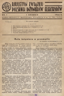 Biuletyn Związku Polskich Inżynierów Elektryków. 1936, nr 1
