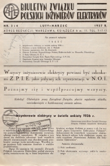 Biuletyn Związku Polskich Inżynierów Elektryków. 1937, nr 3 i 4