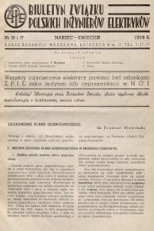 Biuletyn Związku Polskich Inżynierów Elektryków. 1938, nr 16 i 17