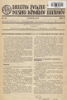 Biuletyn Związku Polskich Inżynierów Elektryków. 1939, nr 22