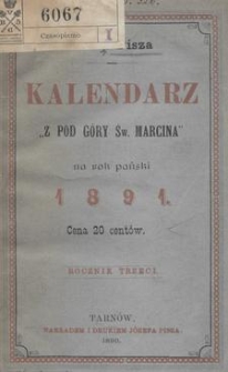 Józefa Pisza Kalendarz „Z pod Góry Św. Marcina” : na rok pański 1891