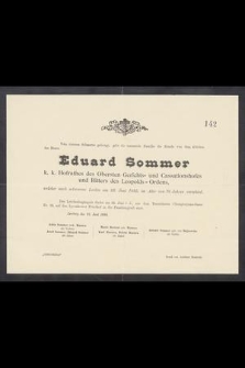 [...] Eduard Sommer [...] am 23. Juni 1895, im Alter von 76 Jahren verschied [...]