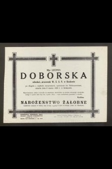 Mgr Leonia Doborska adwokat, pracownik W. Z. S. P. w Krakowie [...] zmarła dnia 6 marca 1956 r. w Krakowie [...]