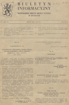 Biuletyn Informacyjny Wojewódzkiego Komitetu Kultury Fizycznej w Szczecinie. R.4, 1958, nr 3