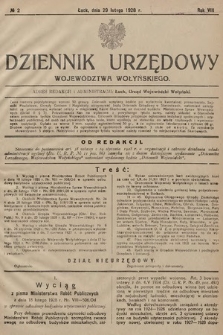 Dziennik Urzędowy Województwa Wołyńskiego. R. 8, 1928, nr 2