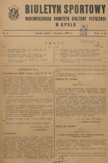 Biuletyn Sportowy Wojewódzkiego Komitetu Kultury Fizycznej w Opolu. R.1, 1954, nr 1