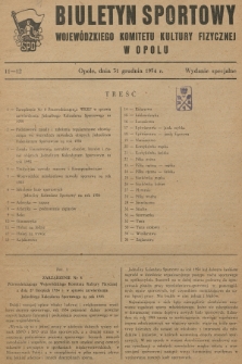 Biuletyn Sportowy Wojewódzkiego Komitetu Kultury Fizycznej w Opolu. R.1, 1954, nr 11-12 wydanie specjalne