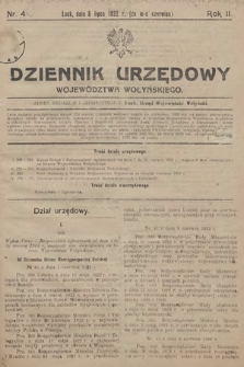 Dziennik Urzędowy Województwa Wołyńskiego. R. 2, 1922/1923, nr 4