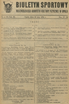 Biuletyn Sportowy Wojewódzkiego Komitetu Kultury Fizycznej w Opolu. R.3, 1956, nr 4