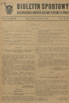 Biuletyn Sportowy Wojewódzkiego Komitetu Kultury Fizycznej w Opolu. R.3, 1956, nr 6