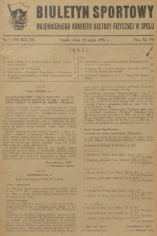 Biuletyn Sportowy Wojewódzkiego Komitetu Kultury Fizycznej w Opolu. R.3, 1956, nr 8