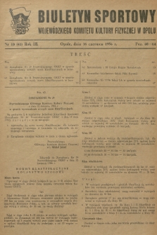 Biuletyn Sportowy Wojewódzkiego Komitetu Kultury Fizycznej w Opolu. R.3, 1956, nr 10