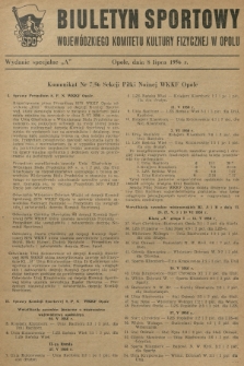 Biuletyn Sportowy Wojewódzkiego Komitetu Kultury Fizycznej w Opolu. R.3, 1956, wydanie specjalne „A”