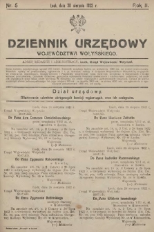 Dziennik Urzędowy Województwa Wołyńskiego. R. 2, 1922/1923, nr 5