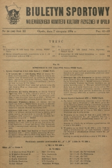 Biuletyn Sportowy Wojewódzkiego Komitetu Kultury Fizycznej w Opolu. R.3, 1956, nr 14