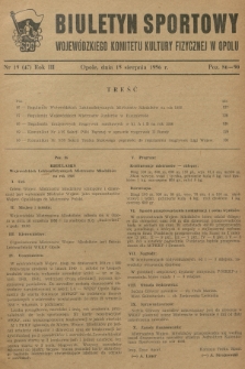 Biuletyn Sportowy Wojewódzkiego Komitetu Kultury Fizycznej w Opolu. R.3, 1956, nr 15