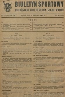 Biuletyn Sportowy Wojewódzkiego Komitetu Kultury Fizycznej w Opolu. R.3, 1956, nr 18