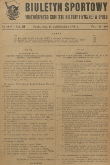 Biuletyn Sportowy Wojewódzkiego Komitetu Kultury Fizycznej w Opolu. R.3, 1956, nr 19