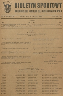 Biuletyn Sportowy Wojewódzkiego Komitetu Kultury Fizycznej w Opolu. R.3, 1956, nr 21