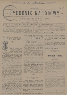 Tygodnik Narodowy : polityczny, społeczny, ekonomiczny i literacki : illustrowany. 1900, nr 37