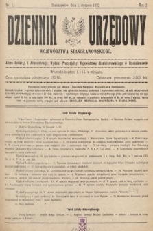 Dziennik Urzędowy Województwa Stanisławowskiego. 1922, nr 1