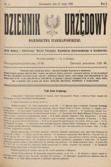Dziennik Urzędowy Województwa Stanisławowskiego. 1922, nr 4
