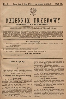Dziennik Urzędowy Województwa Wołyńskiego. R. 3, 1923/1924, nr 6
