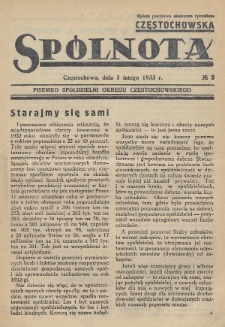 Spólnota Częstochowska : pisemko spółdzielni okręgu częstochowskiego. 1933, nr 3