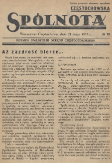 Spólnota Częstochowska : pisemko spółdzielni okręgu częstochowskiego. 1933, nr 10