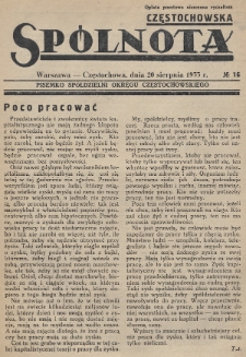 Spólnota Częstochowska : pisemko spółdzielni okręgu częstochowskiego. 1933, nr 16