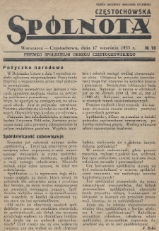 Spólnota Częstochowska : pisemko spółdzielni okręgu częstochowskiego. 1933, nr 18