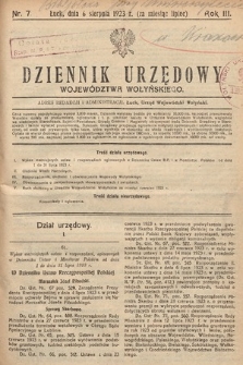 Dziennik Urzędowy Województwa Wołyńskiego. R. 3, 1923/1924, nr 7