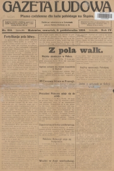 Gazeta Ludowa : pismo codzienne dla ludu polskiego na Śląsku. R.4, 1914, nr 215