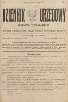 Dziennik Urzędowy Województwa Stanisławowskiego. 1922, nr 7