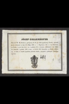 Józef Gollenhofer Obywatel W. M. Krakowa, przeżywszy lat 61 [...] przeniósł się do wieczności w dniu 5tym Maja 1835 r. [...]