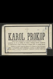 Karol Prokop [...] zasnął w Panu dnia 6. sierpnia 1865 [...] : Głogów dnia 7. sierpnia 1865