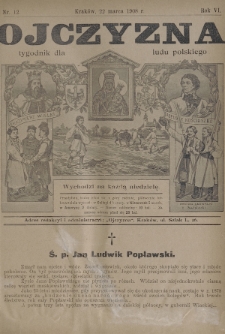 Ojczyzna : tygodnik dla ludu polskiego. 1908, nr 12