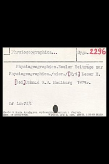 Katalog kartkowy Biblioteki Instytutu Botaniki Uniwersytetu Jagiellońskiego : czasopisma : zakres skrzynki: Physiogeogra-Poznaj