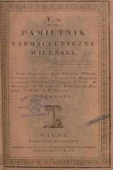 Pamiętnik Farmaceutyczny Wileński. T. 1, 1820, nr 2