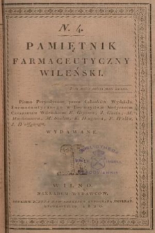 Pamiętnik Farmaceutyczny Wileński. T. 1, 1820, nr 4