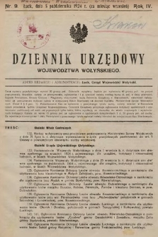 Dziennik Urzędowy Województwa Wołyńskiego. R. 4, 1924/1925, nr 9