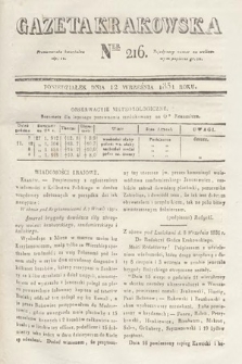 Gazeta Krakowska. 1831, nr 216